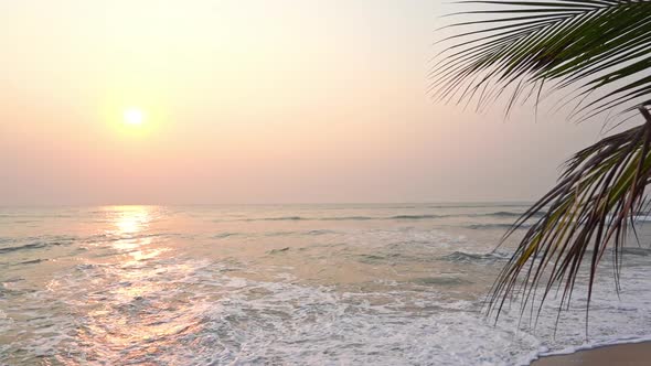 Beautiful sunset on the tropical beach and sea