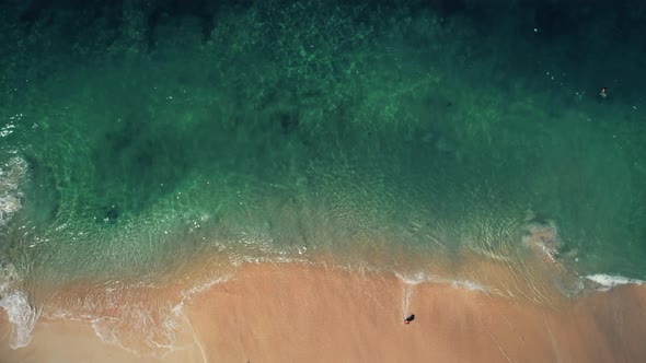 Aerial View Pink Sand Beach and Blue Crystal Sea