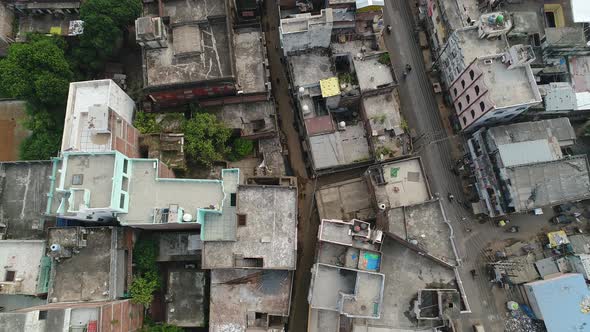 City of Varanasi (Benares) in Uttar Pradesh in India seen from the sky