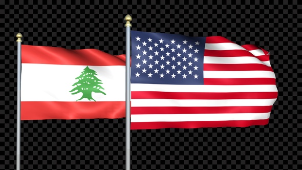 Lebanon And United States Two Countries Flags Waving