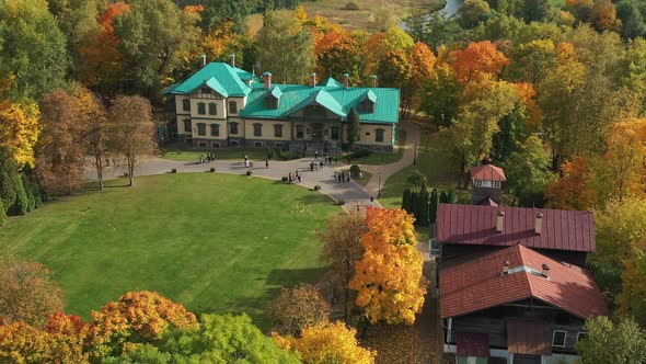 Autumn landscape in Loshitsky Park in Minsk. Belarus.Golden autumn