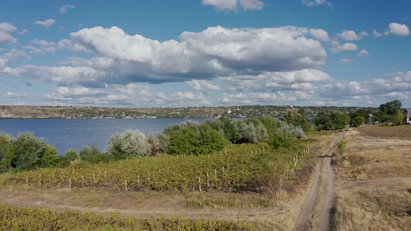 Aerial View of Dniester River Bank Near Molovata Village in Moldova