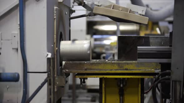 Modern Robotic Aluminium Extrusion Production Line Factory Warehouse. Plastic Windows Manufacture.