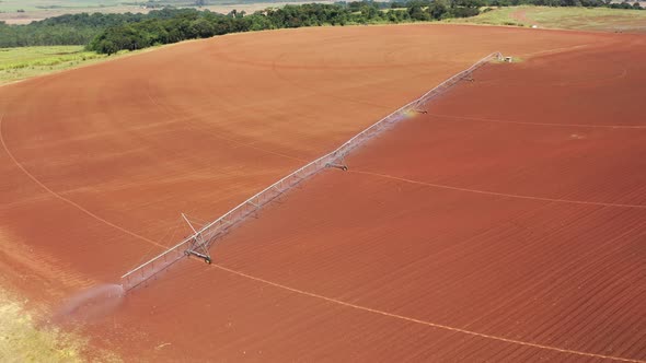 Irrigation system landscape aerial view. Nature scenery