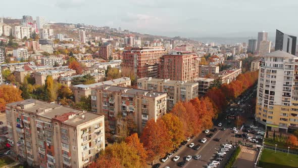 Scenic Modern City Panorama In Autumn