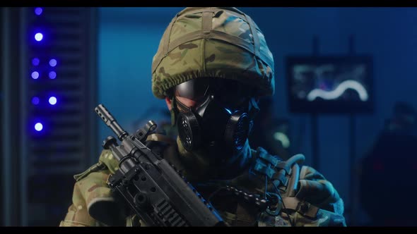 Portrait of Soldier in Full Combat Gear