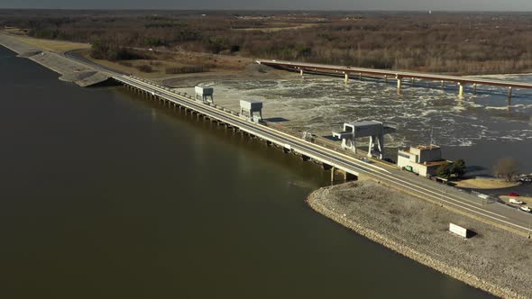 Aerial video of an industrial  electromagnetic dam 
