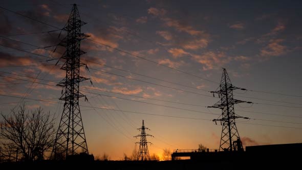 High Voltage Line - Sunset Time-lapse