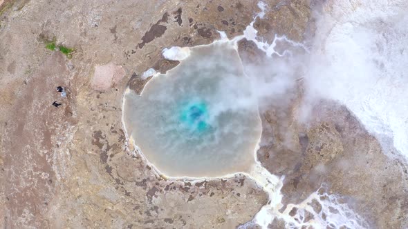 Flying Above Strokkur Geysir in the Golden Circle, Iceland