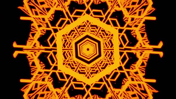 Vj Loop Of Golden And Orange Hexagon Mandala Abstract Background HD