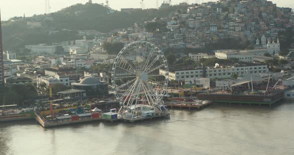 Aerial View of Ferrish Wheel in Guayaquil City Ecuador