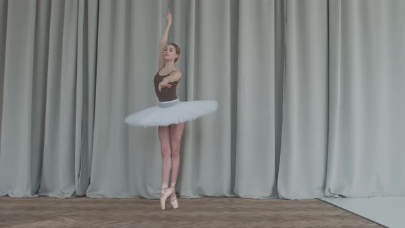 Flexible Ballerina Dance in a Ballet School of Classical Dance. Shot in the Studio with Light