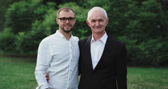 Good Looking Old Man and a Guy Portrait in Front