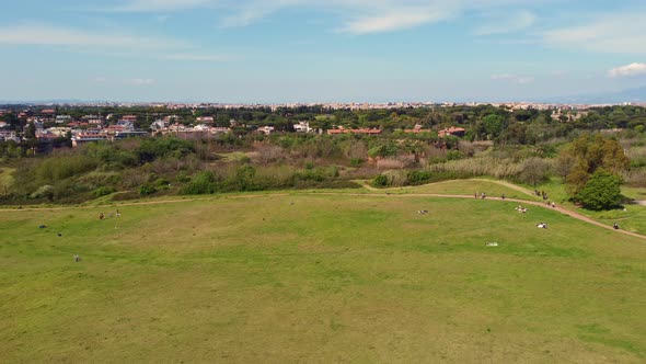 Aerial view of a public park in Rome, Italy