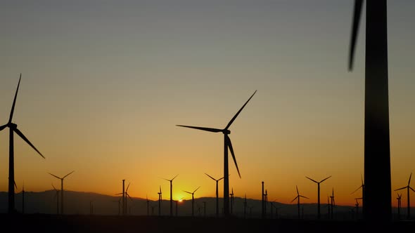 Wind turbines at dawn in California