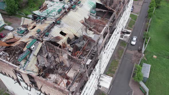 War in Ukraine  Destroyed Building in Stoyanka Bucha District