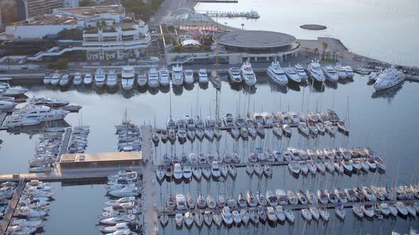 Sunrise in the Port of Cannes With Yachts and Ships Moored in the Marina