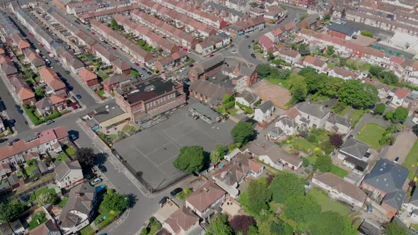 Aerial footage of the town of Hartlepool in County Durham, England in the UK