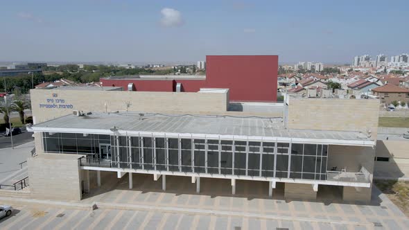 Aerial Drone Shot of Culture Center At Netivot City, Israel