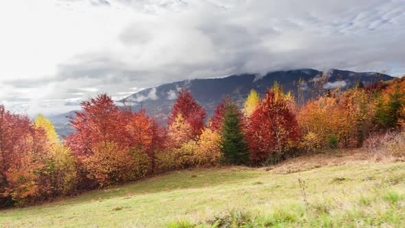 Time lapse clip. Fantastic colorful mountain landscape with cloud. Ukraine, Carpathian Mountains.