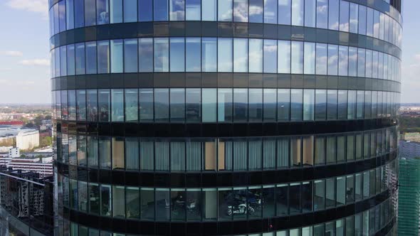 Aerial View of Modern Office Building with Big Windows