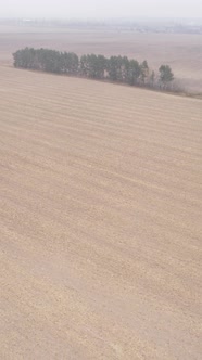 Vertical Video of a Field with Plowed Land in Autumn Slow Motion