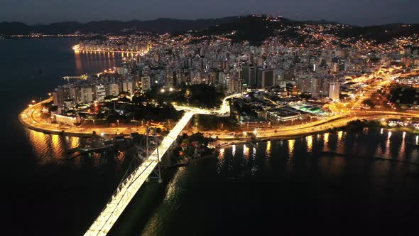 Night downtown Florianopolis Santa Catarina Brazil. Travel destination