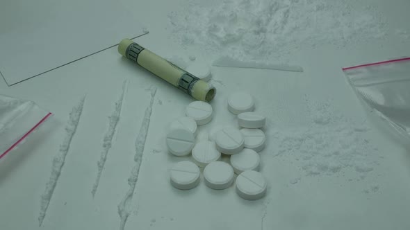 Cocaine Strips On The Table