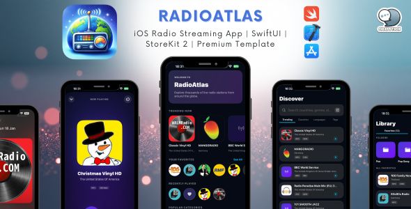 RadioAtlas - iOS Radio Streaming App | SwiftUI | StoreKit 2 | Premium Template