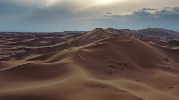 Aerial View of Sand Dunes in Gobi Desert, Mongolia