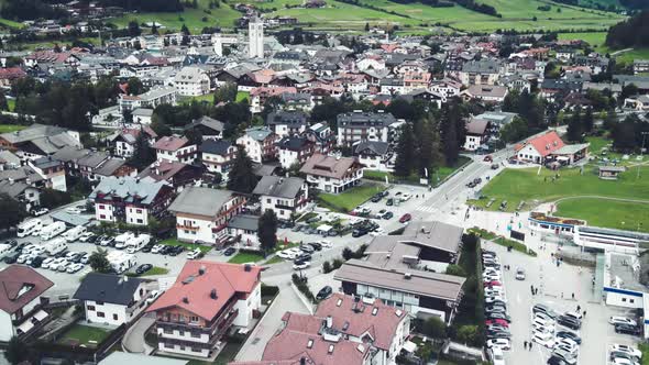 Aerial View of Innichen in Summer Season San Candido Skyline Italy