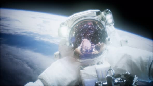 Astronaut at Spacewalk. Elements of This Image Furnished By NASA
