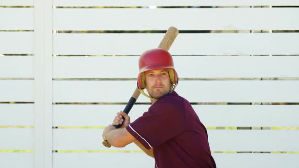 Batter hitting ball during practice session