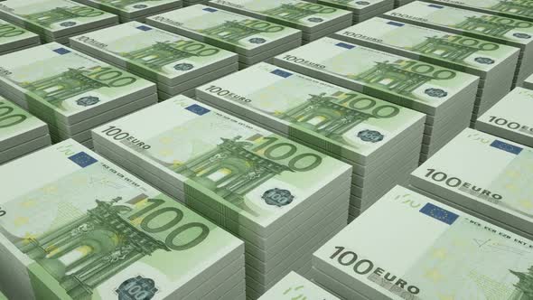 Bundles Of 100 Euro Bills. Loop