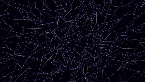 Blue and purple triangles moving on black background