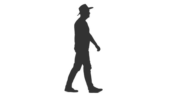 Silhouette of Walking man in Cowboy Hat alt