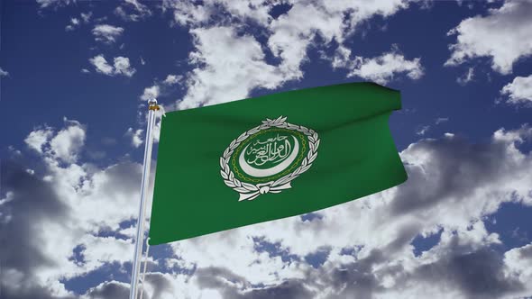 Arab League Flag With Sky 4k