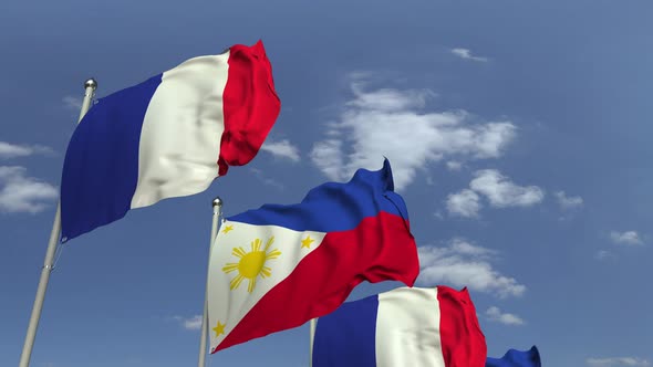 Waving Flags of the Philippines and France