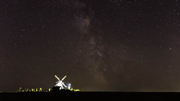 Milky Way over the Mill - Time Lapse (3 Shots)