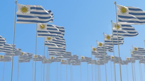 Uruguay Row Of National flags Walk Throw Animation alt