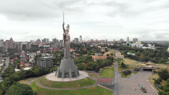 Aerial View of the Motherland Monument in Kyiv, Ukraine