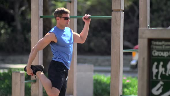 A man stretching before going on a run