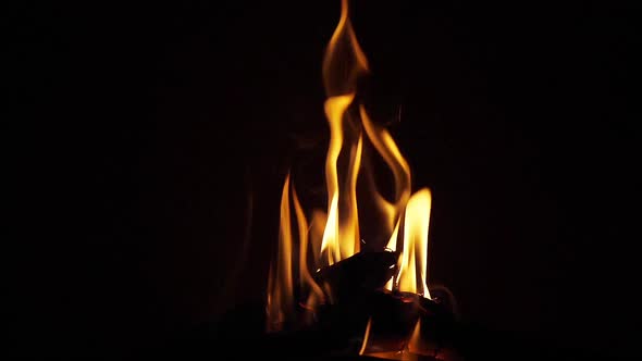 Bonefire, Fire flames in campfire, campsite at Masai Mara Park, Kenya, slow motion