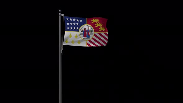 Detroit City Flag With Alpha 4K