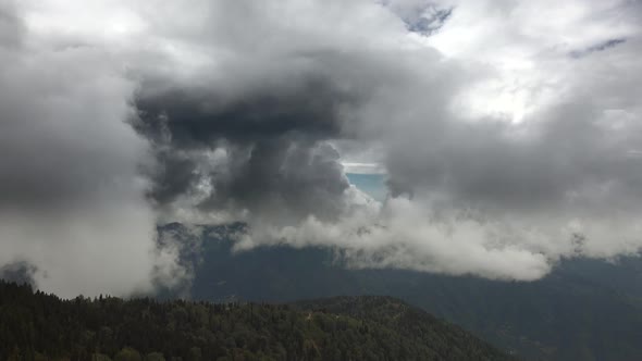 Thick Layered High Multilayer Clouds in Forested Mountains