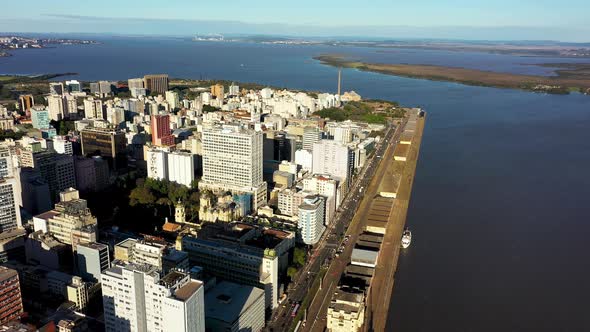 Porto Alegre, Brazil. Brazilian city skyline landmark. Buildings at downtown city.