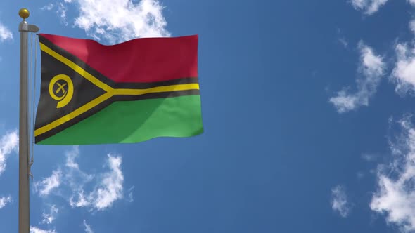 Vanuatu Flag On Flagpole