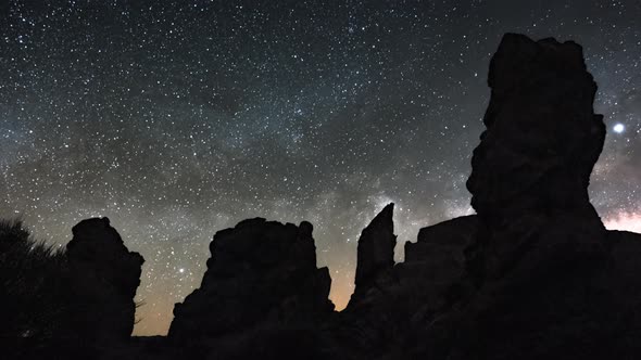 Hyperlapse of Milky Way Over Roques De Garcia, Tenerife