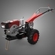 Red Diesel Engine Hand Walking Tractor Power Tiller Machine Farm - 3DOcean Item for Sale