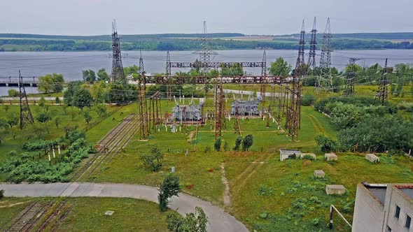 Thermal Power Plant. Aerial view of heating plant and thermal power station